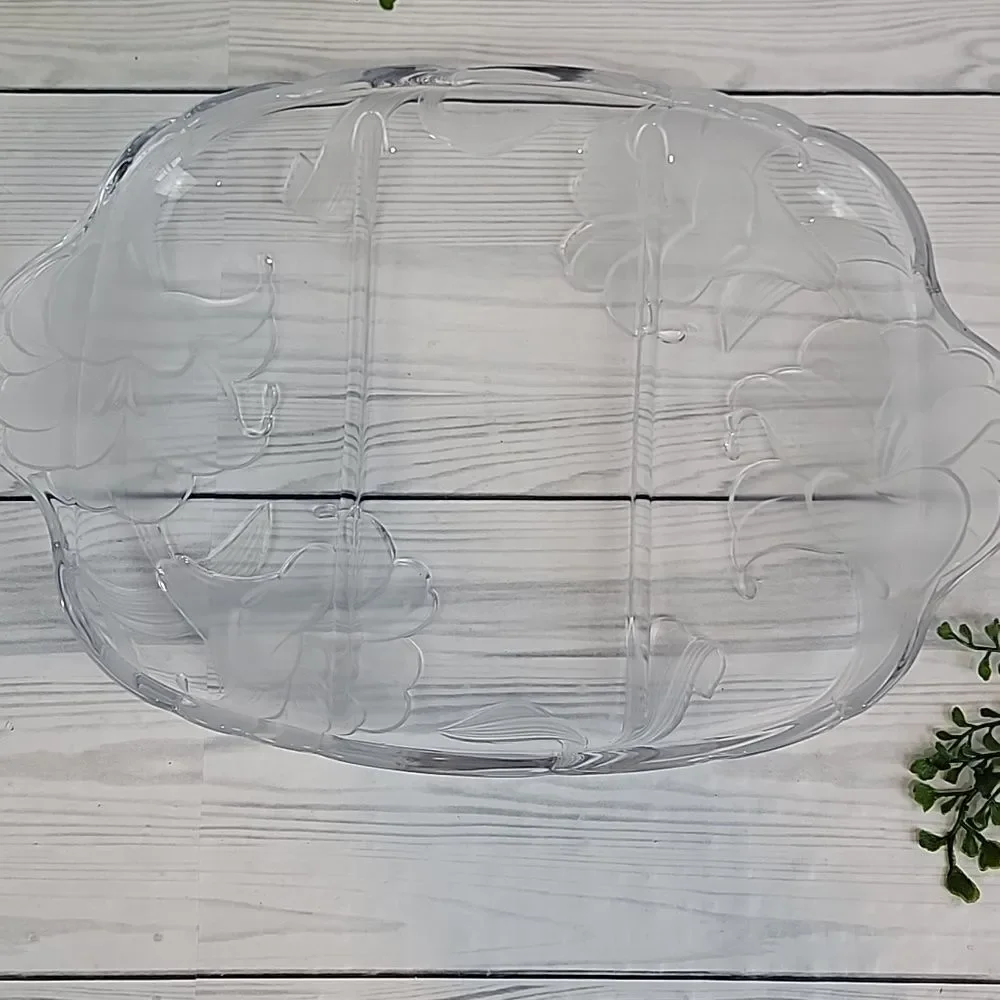 Crystal Clear Studios Lilly Glass Serving Tray Vintage 80s With Original Box